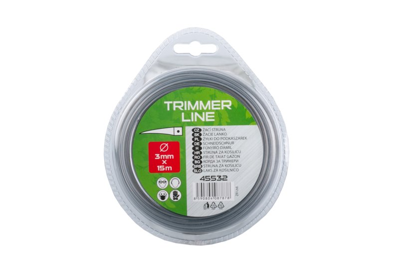 Struna žací čtverec 3mm x 15m nylonový střed