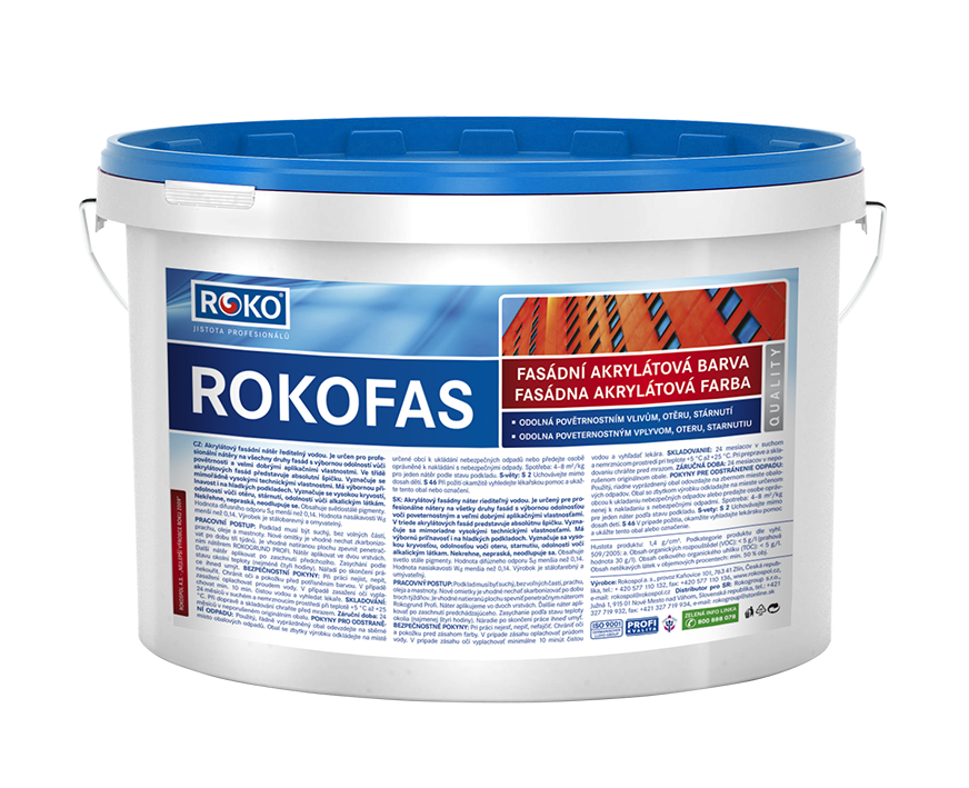 Fasádní barva Rokofas Akryl 15 kg 0100 bílá